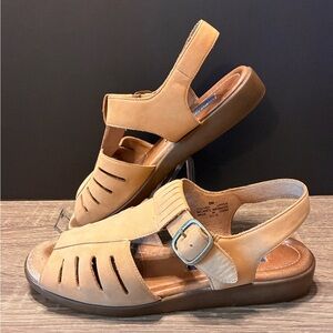 Easy Spirit Allise Tan Leather Comfort Sandals Women Size 8M Sand Dune Nubuc